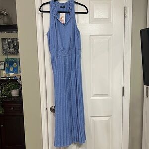 Chic Blue Sleeveless Maxi Dress